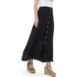 Desires Clara hoge taille button-down rok met hoge taille aan de enkels voor dames, Zwart (9000 zwart)