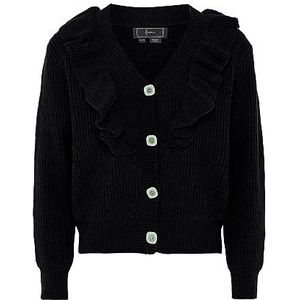 faina Femmes Spliced Bois Oreille Col V Cardigan de Mode Acrylique Noir Taille XL/XXL Pull, Noir, XL