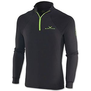 Black Crevice skishirt Herenoverhemd met ritssluiting, zwart, groen, XXL
