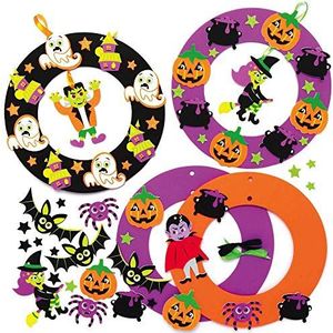 Baker Ross AX256 Halloween kransenset, 3 stuks kransringen voor kinderen voor het ontwerpen en decoreren, ideaal voor halloweendecoraties, ornamenten, deurbordjes en feestactiviteiten