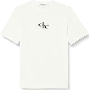 Calvin Klein Jeans Plus T-shirt Monologo Slim Fit S/S gebreide tops voor dames, Wit