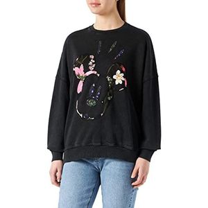 Desigual Sweat_Mickey Patch Flower Sweatshirt, dames, zwart, M, zwart.