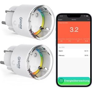 2 stuks 16 A Alexa Smart wifi-stopcontacten, smart stopcontact, compatibel met Alexa Google Home, afstandsbediening via app, energieverbruik, timer, alleen op