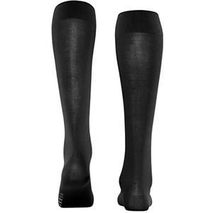 FALKE Dames Cotton Touch lange sokken ademend duurzaam extra zacht op de huid effen glanzende kleur elegante platte teennaad voor dagelijks gebruik 1 paar, Zwart (Black 3000) - Eco-vriendelijk