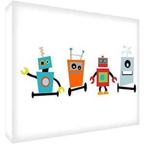 Feel Good Art Herinneringsblok voor baby's, motief ""Happy Robots"", meerkleurig, groot, 15 x 21 x 2 cm, meerkleurig