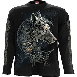 Spiral Longsleeve shirt Celtic Wolf Zwart