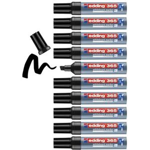 edding Whiteboard-marker 365 zwart 10 stiften 2-7 mm wigpunt voor whiteboard, glas, leisteen, schildersezel - droog afwasbaar, niet uitdrogen