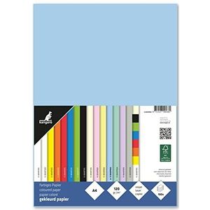 Kangaro - Kleurpapier pastelblauw DIN A4-120 g/m² FSC Mix - 100 stuks - DIY briefpapier K-0043P003