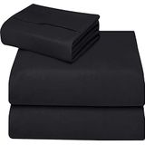 ComfyWell Super King Size bedsprei, diepe zak, 35 cm, zachte geborstelde microvezelstof, krimpbestendig en lichtbestendig, zwart, Super King (180 x 200 cm)