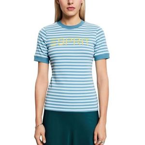 ESPRIT T-shirt rayé en coton avec logo imprimé, Turquoise foncé., L