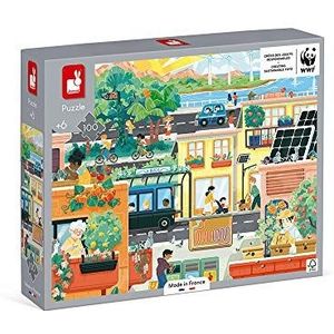 Janod - Kinderpuzzel met 100 delen energie en stad – leerspel – leren over het milieu – gemaakt in Frankrijk – partnerariaat WWF – FSC-gecertificeerd karton – vanaf 6 jaar, J08626