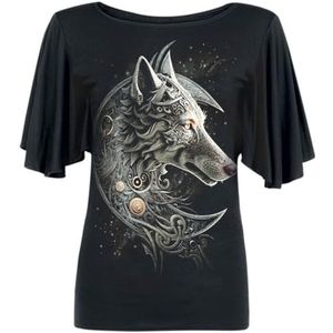 Spiral F719 - Viscose tops voor dames, T-shirt voor dames, zwart., XXL