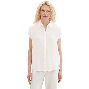 TOM TAILOR 1041692 Basic damesblouse met korte mouwen (1 stuk), 10315 - Whisper White