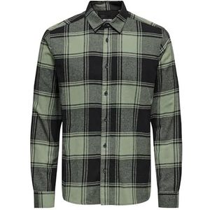 ONLY & SONS Onsgudmund Ls Checked Shirt Noos Herenhemd (1 stuk), zwart.