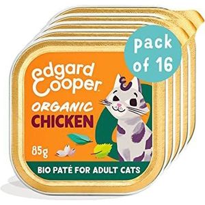 Edgard & Cooper Biologische zalm en kip, graanvrij voor katten, biologische ingrediënten, heerlijk vers vlees en 0% toegevoegde suiker, 85 g