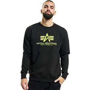 ALPHA INDUSTRIES Basic Sweater T-shirt voor heren, zwart/neongeel