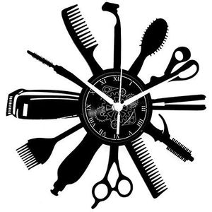 Instant Karma Clocks Vinyl wandklok draait handgemaakte vintage cadeau idee barber shop kapper kapper baard haar salon schoonheid
