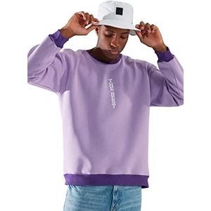 Trendyol Heren sweatshirt effen ronde hals violet M, Paars.