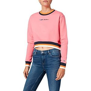 Tommy Jeans Tjw Regular Crop Tipping Crew Trainingspak voor dames, Botanische Rose