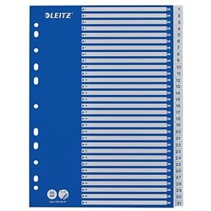 Leitz Index A4 1-31, kunststof en karton, zeer robuust, blauw/wit