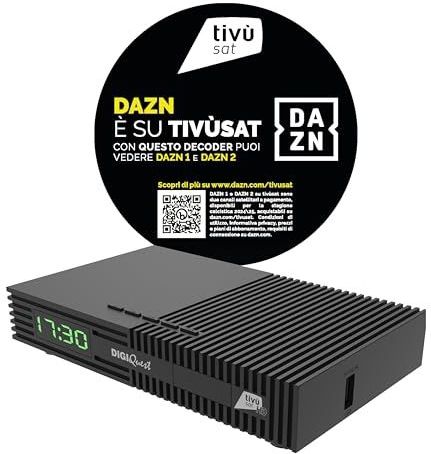 DIGIQUEST Tivùsat Ti9, DVB-S2 | 1 maand DAZN STANDARD | INSTALLERENDE AUTO | 2-in-1 afstandsbediening | Smartcard inbegrepen | HDR | activeerbare opnamefunctie | SOS-knop | geactiveerd DAZN 1 en DAZN