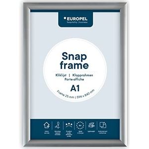 OPUS 2 Snap A1 frame 25 mm, gemaakt van geanodiseerd aluminium en anti-verblindingslaag, klemmen voor posters en reclame, prikbordframe voor muren