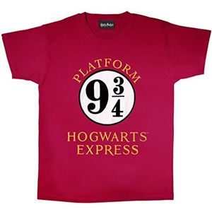Harry Potter Hogwarts Express T-shirt voor dames, officieel product, S tot XXL, oversized T-shirt met ronde hals, verjaardagscadeau voor vrouwen, voor thuis of in de sportschool, wijnrood, XXL, Bordeaux