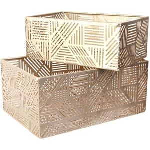 HOME DECO FACTORY RG6250 Metalen Ner - 2 Stuk - Gestreep - Decorati - Man - Afdekkin - Kunststo - P