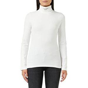 Calvin Klein Jeans Ls Roll Neck Dames Gestapeld Logo Andere gebreide bovenstukken, stralend wit, XS, Stralend wit