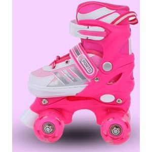 Endless EL1029 Verstelbare rolschaatsen, klein, 29 EUR (UK 11,5), 33 EUR (UK 2) voor 3-6 jaar, roze, stevig frame en 70 mm PU-wielen met vier knipperende wielen, kogellagers