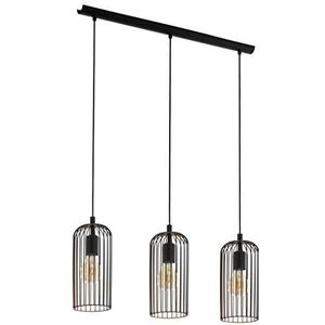 Eglo Newtown hanglamp, 3-vlammige vintage hanglamp, retro hanglamp van staal, kleur: zwart, fitting: E27