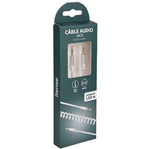 ITENSE - Kabel jack 3,5 mm spiraal – lengte: 1,5 m – uitgang jack: 3,5 mm – lengte van de kabel uittrekbaar van 0,40 tot 1,5 m – geschikt voor alle audio-aansluitingen – kleur: zilver + transparant