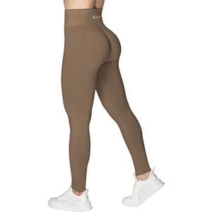 Sunzel Dames digitale print, gestreept, strakke stretch leggings, Coca Moka