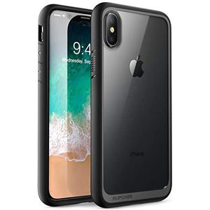 SUPCASE Beschermhoes voor iPhone X, transparant, schokbestendig, hybride bescherming, eenhoorn, kever stijl, voor Apple iPhone X 2017 / iPhone Xs 2018 (zwart)