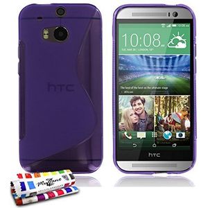 Muzzano Zachte beschermhoes voor HTC M8 [Le S Premium] [violet] + stylus en reinigingsdoekje van Muzzano® - ultieme bescherming tegen stoten, elegant en duurzaam voor uw HTC M8