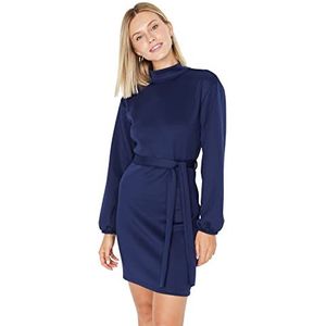 Trendyol Dames mini-jurk nauwsluitende gebreide jurk blauw S