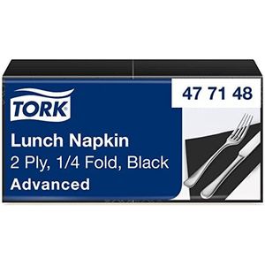 Tork Lunchservet Zwart, 1/4 gevouwen, 2-laags, 33 x 33 cm, 10 x 200 servetten, 477148