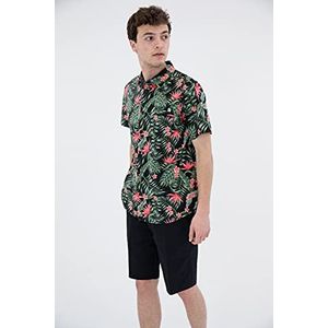 Hurley M Floral Printed Woven Top SS T-shirt voor heren, meerkleurig (Newprint of zwart/wit)