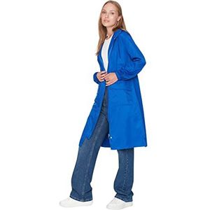 Trendyol Dames trenchcoat met capuchon, eenkleurig, marineblauw, 70, Navy Blauw