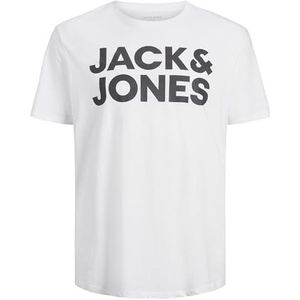 JACK&JONES PLUS Jjecorp Ss O-Neck Noos Ps Logo T-shirt voor heren, Wit: grote print/zwart