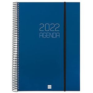 Finocam Spiraal ondoorzichtig kalender januari 2022 - december 2022 (12 maanden), DIN A4 - E40 - 210 x 297 mm, blauw