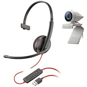 Poly Studio P5 Kit met Blackwire 3210 (Plantronics) - 1080p HD videoconferentiecamera - professionele webcam en bedrade USB-A monaurale headset