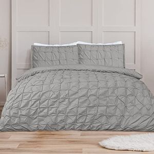 Sleepdown Beddengoedset met dekbedovertrek en kussenslopen, kingsize bed, grijs, 220 x 230 cm