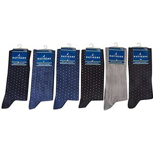 Navigare kousenbescherming & sokken (12 stuks) voor heren, blauw, petrol, middenblauw, zwart, antraciet, middengrijs - stippen