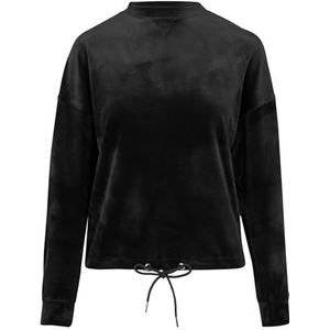 Urban Classics Dames oversized Velvet Crew Sweater, zwart (7), XS dames, zwart.