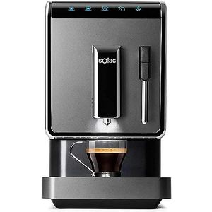 Solac CA4810 Volautomatische koffiemachine met korrels, 1470 W, 160 g, touchscreen, modern en compact design, 18 cm, 1,2 l, stoommondstuk, automatische reiniging, programmeerbaar, zwart