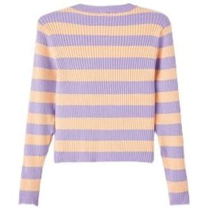 Name It Nlffulla LS Short Stripe Knit Top Filles et Filles, Peach Quartz/Stripes:Peach Quartz/Sable Verveine, 158-164