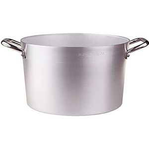 Pentole Agnelli Linea Aluminium 2 mm steelpan met twee roestvrijstalen handgrepen, zilverkleurig, 50 cm