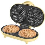 Bestron Waffle Maker - Dubbele wafelplaat in hartvorm - Wafelmachine met antiaanbaklaag en indicatielampje - Sweet Dreams Collection - 700 W - Geel