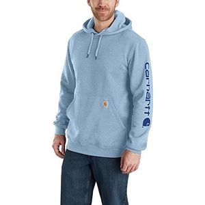 Carhartt Sweatshirt met capuchon met gemiddelde mouwen en logo, normale maten en grote capuchontrui voor heren, Alpenblauw gemêleerd